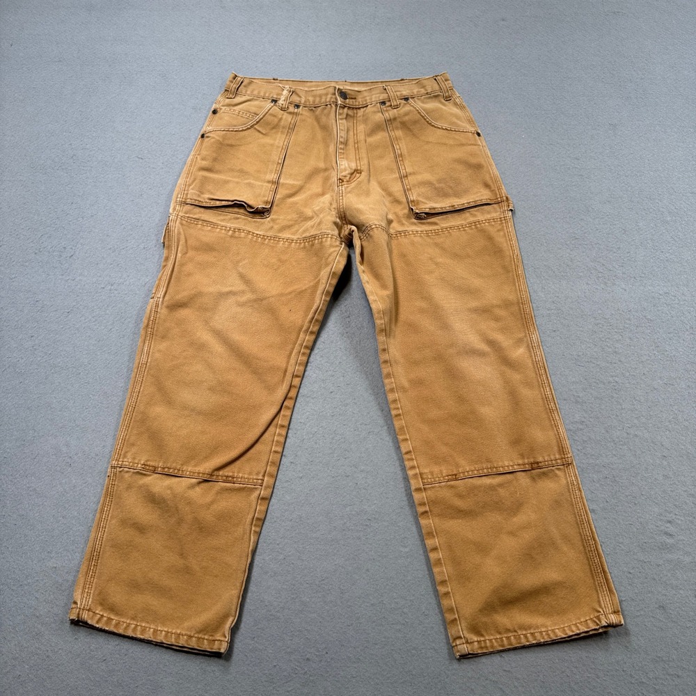 Dickies Carpenter Pants Mens 36x30 Brown Double Knee Duck Canvas Workwear Cotton